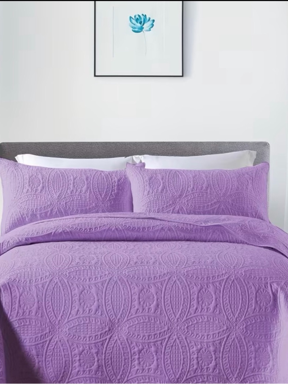 Lavender Quilted Coverlet king Set - Soft Textured Bedding